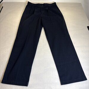 Dockers Mens Recode 100% Cotton Pants No Wrinkles Pleats Classic 34x32 Navy Blue